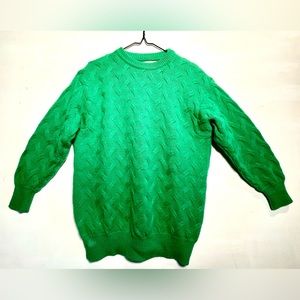 Vintage 80sUnited Color of Benetton Italy Kelly Green wool blend cabled swe…